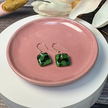 Nature Green Earrings Sterling Silver Fused Glass Earrings