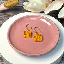Sunshine Yellow Earrings Sterling Silver Fused Glass Earrings