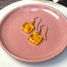 Sunshine Yellow Earrings Sterling Silver Fused Glass Earrings