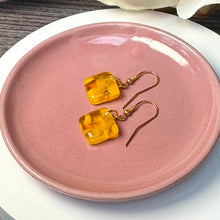 Sunshine Yellow Earrings Sterling Silver Fused Glass Earrings