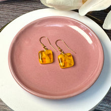 Sunshine Yellow Earrings Sterling Silver Fused Glass Earrings