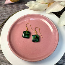 Nature Green Earrings Sterling Silver Fused Glass Earrings