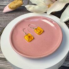 Sunshine Yellow Earrings Sterling Silver Fused Glass Earrings