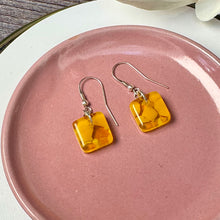 Sunshine Yellow Earrings Sterling Silver Fused Glass Earrings