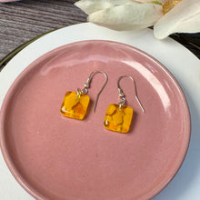 Sunshine Yellow Earrings Sterling Silver Fused Glass Earrings