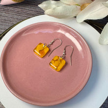 Sunshine Yellow Earrings Sterling Silver Fused Glass Earrings