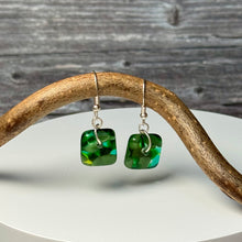 Nature Green Earrings Sterling Silver Fused Glass Earrings