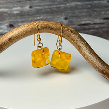 Sunshine Yellow Earrings Sterling Silver Fused Glass Earrings