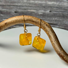 Sunshine Yellow Earrings Sterling Silver Fused Glass Earrings