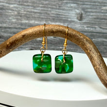 Nature Green Earrings Sterling Silver Fused Glass Earrings