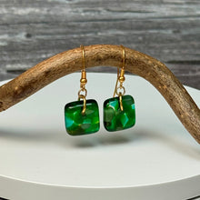 Nature Green Earrings Sterling Silver Fused Glass Earrings