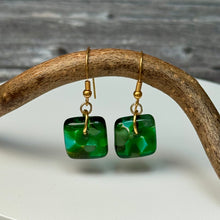 Nature Green Earrings Sterling Silver Fused Glass Earrings