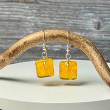 Sunshine Yellow Earrings Sterling Silver Fused Glass Earrings