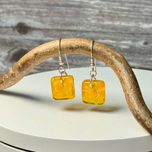 Sunshine Yellow Earrings Sterling Silver Fused Glass Earrings
