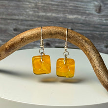 Sunshine Yellow Earrings Sterling Silver Fused Glass Earrings