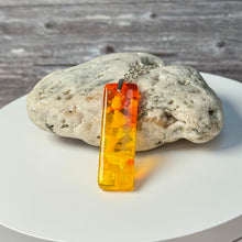 Yellow and Orange Long Pendant Necklace / Vibrant Fused Glass Jewellery