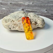 Yellow and Orange Long Pendant Necklace / Vibrant Fused Glass Jewellery