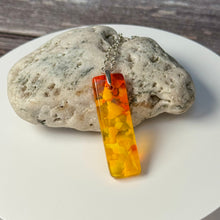 Yellow and Orange Long Pendant Necklace / Vibrant Fused Glass Jewellery