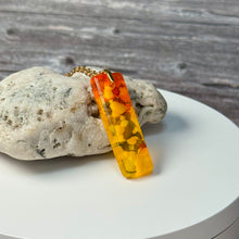 Yellow and Orange Long Pendant Necklace / Vibrant Fused Glass Jewellery