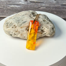 Yellow and Orange Long Pendant Necklace / Vibrant Fused Glass Jewellery