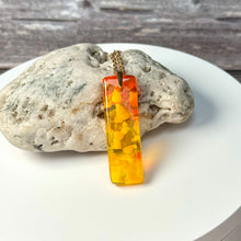 Yellow and Orange Long Pendant Necklace / Vibrant Fused Glass Jewellery