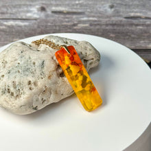 Yellow and Orange Long Pendant Necklace / Vibrant Fused Glass Jewellery