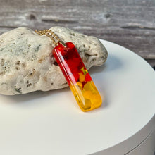 Yellow and Red Long Pendant Necklace / Vibrant Fused Glass Jewellery