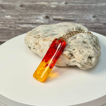 Yellow and Red Long Pendant Necklace / Vibrant Fused Glass Jewellery