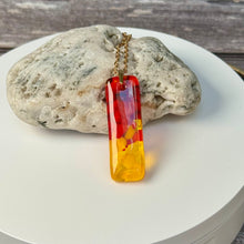 Yellow and Red Long Pendant Necklace / Vibrant Fused Glass Jewellery