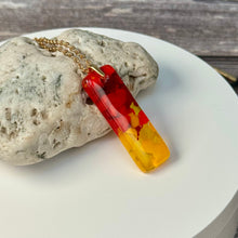 Yellow and Red Long Pendant Necklace / Vibrant Fused Glass Jewellery