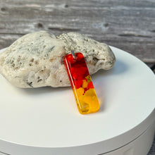 Yellow and Red Long Pendant Necklace / Vibrant Fused Glass Jewellery