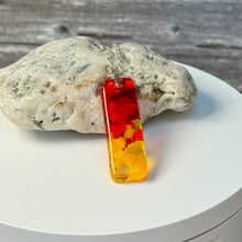 Yellow and Red Long Pendant Necklace / Vibrant Fused Glass Jewellery