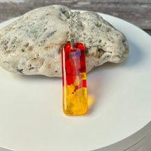 Yellow and Red Long Pendant Necklace / Vibrant Fused Glass Jewellery