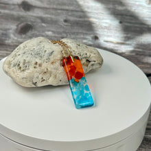 Red and Turquoise Long Pendant Necklace / Vibrant Fused Glass Jewellery (Copy)