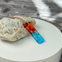 Red and Turquoise Long Pendant Necklace / Vibrant Fused Glass Jewellery (Copy)
