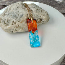Red and Turquoise Long Pendant Necklace / Vibrant Fused Glass Jewellery (Copy)