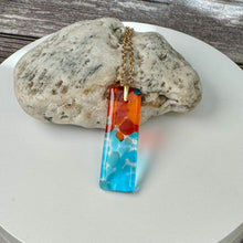 Red and Turquoise Long Pendant Necklace / Vibrant Fused Glass Jewellery (Copy)