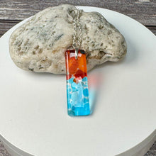 Red and Turquoise Long Pendant Necklace / Vibrant Fused Glass Jewellery (Copy)