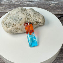 Red and Turquoise Long Pendant Necklace / Vibrant Fused Glass Jewellery (Copy)