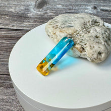Yellow and Turquoise Long Pendant Necklace / Vibrant Fused Glass Jewellery