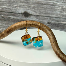 Timeless Turquoise and Brown Earrings: Sterling Silver Fused Glass Earrings