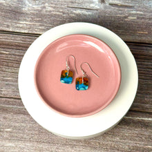 Timeless Turquoise and Brown Earrings: Sterling Silver Fused Glass Earrings