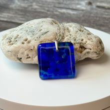 Blue Square Necklace / Sunshine Fused Glass Jewellery