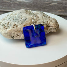 Blue Square Necklace / Sunshine Fused Glass Jewellery