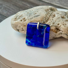 Blue Square Necklace / Sunshine Fused Glass Jewellery