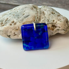 Blue Square Necklace / Sunshine Fused Glass Jewellery