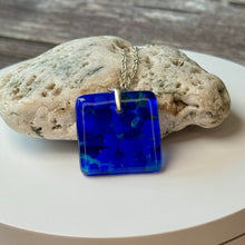 Blue Square Necklace / Sunshine Fused Glass Jewellery