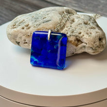Blue Square Necklace / Sunshine Fused Glass Jewellery