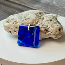 Blue Square Necklace / Sunshine Fused Glass Jewellery