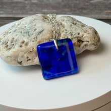 Blue Square Necklace / Sunshine Fused Glass Jewellery